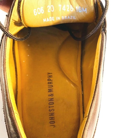 Johnston & Murphy Shoes Men's Size 10 M Leather Lace Up Brown Brazil 207426 - Picture 11 of 11
